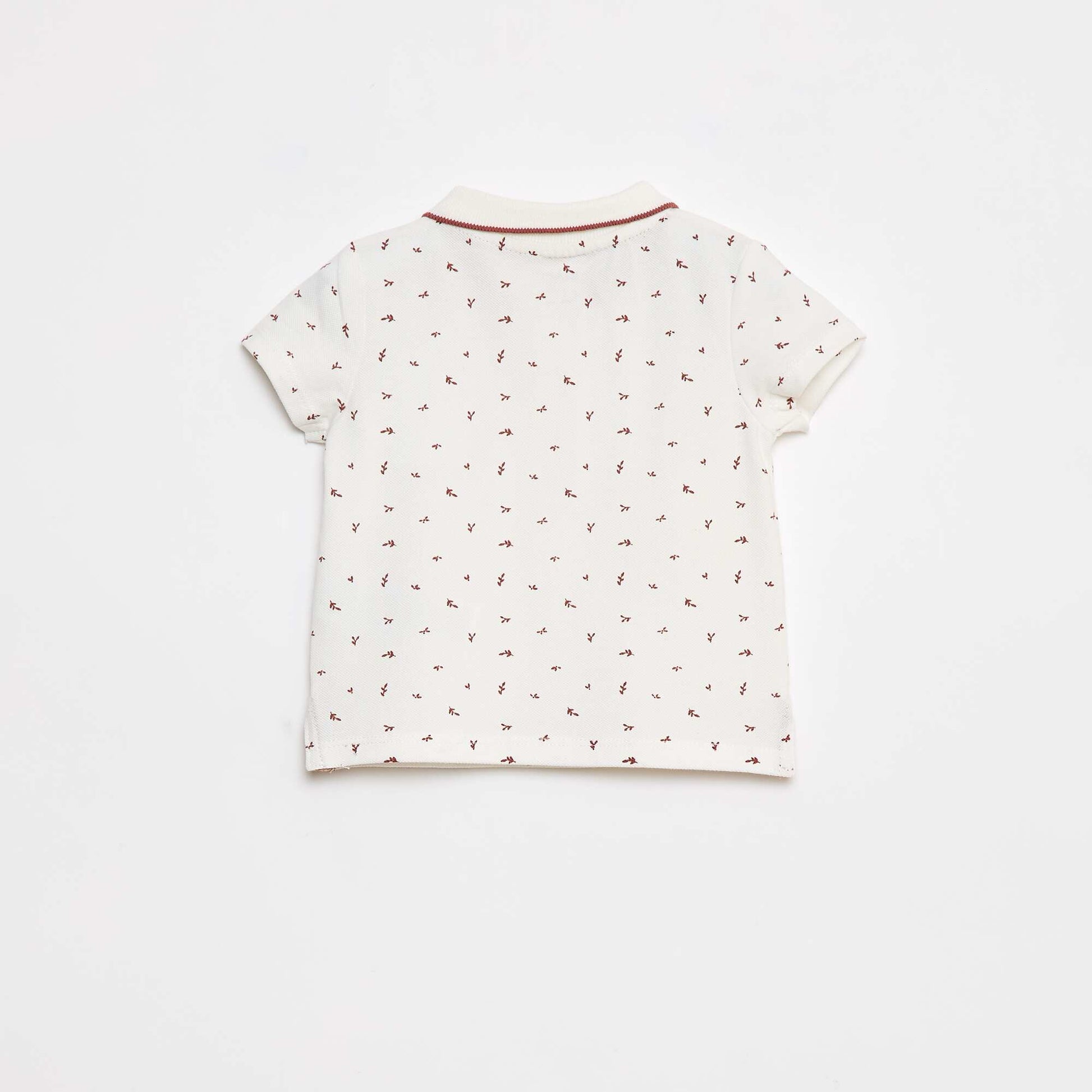 Polo en maille piquée imprimé BLANC