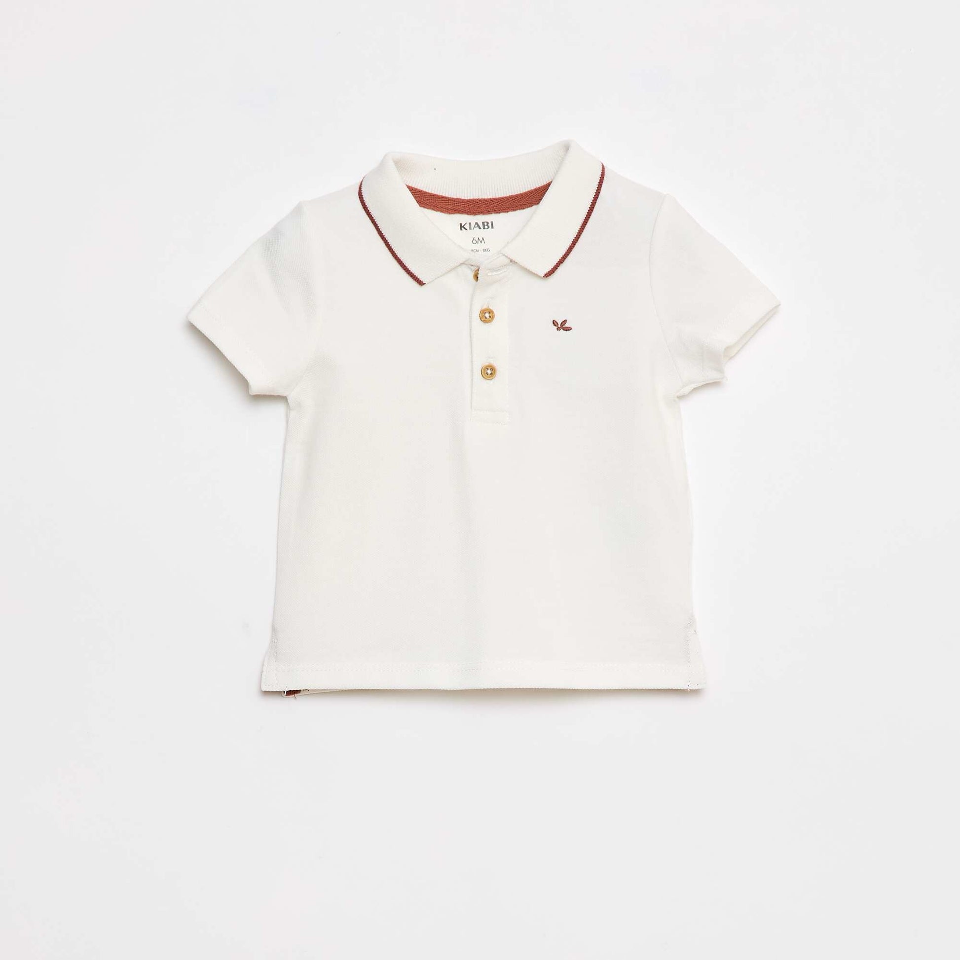 Polo en maille piquée imprimé BLANC