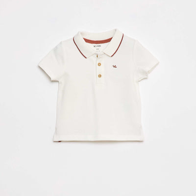 Polo en maille piquée imprimé BLANC