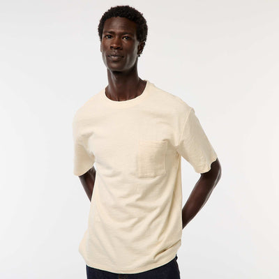 T-shirt uni à manches courtes avec poche poitrine BLANC