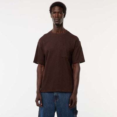 T-shirt uni à manches courtes avec poche poitrine MARRON