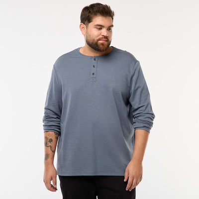 T-shirt en jersey à manches longues et col tunisien GRIS