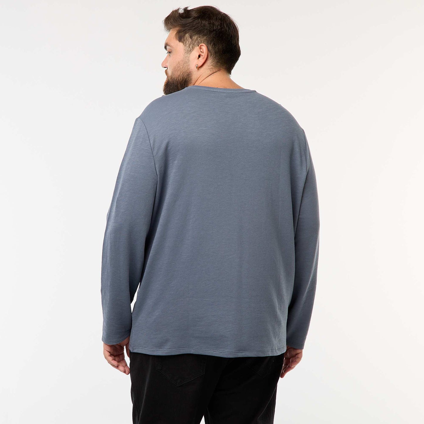 T-shirt en jersey à manches longues et col tunisien GRIS