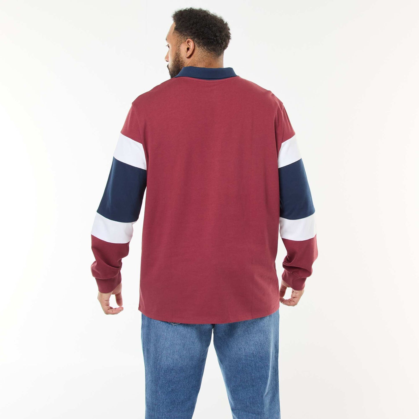 Polo esprit color block à manches longues ROUGE