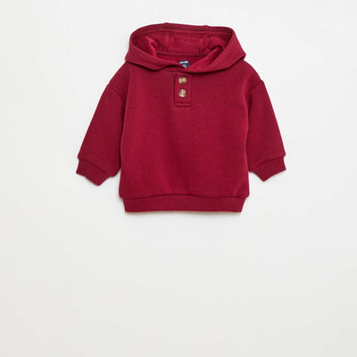 Sweat à capuche avec boutons et doublure chaude ROUGE