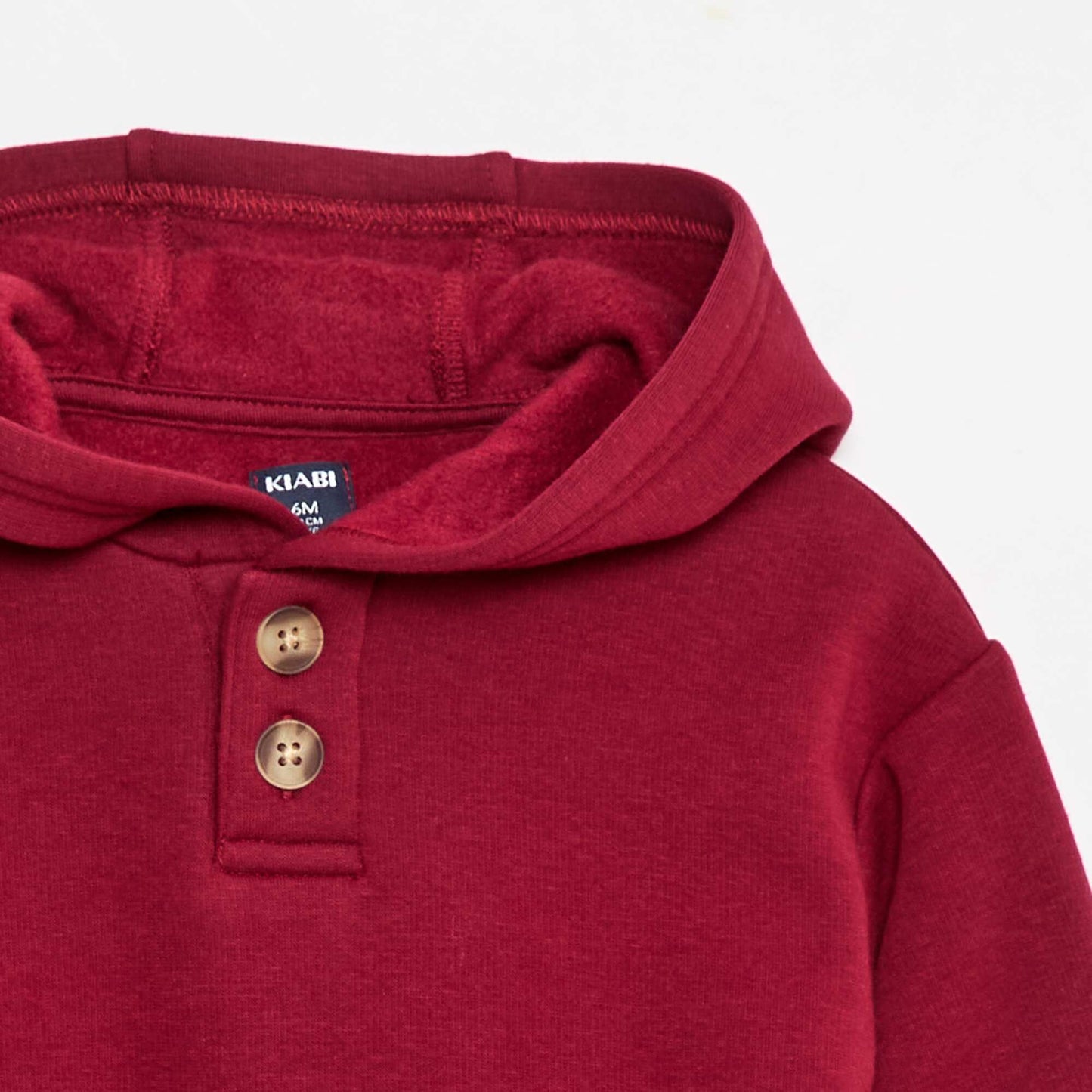 Sweat à capuche avec boutons et doublure chaude ROUGE