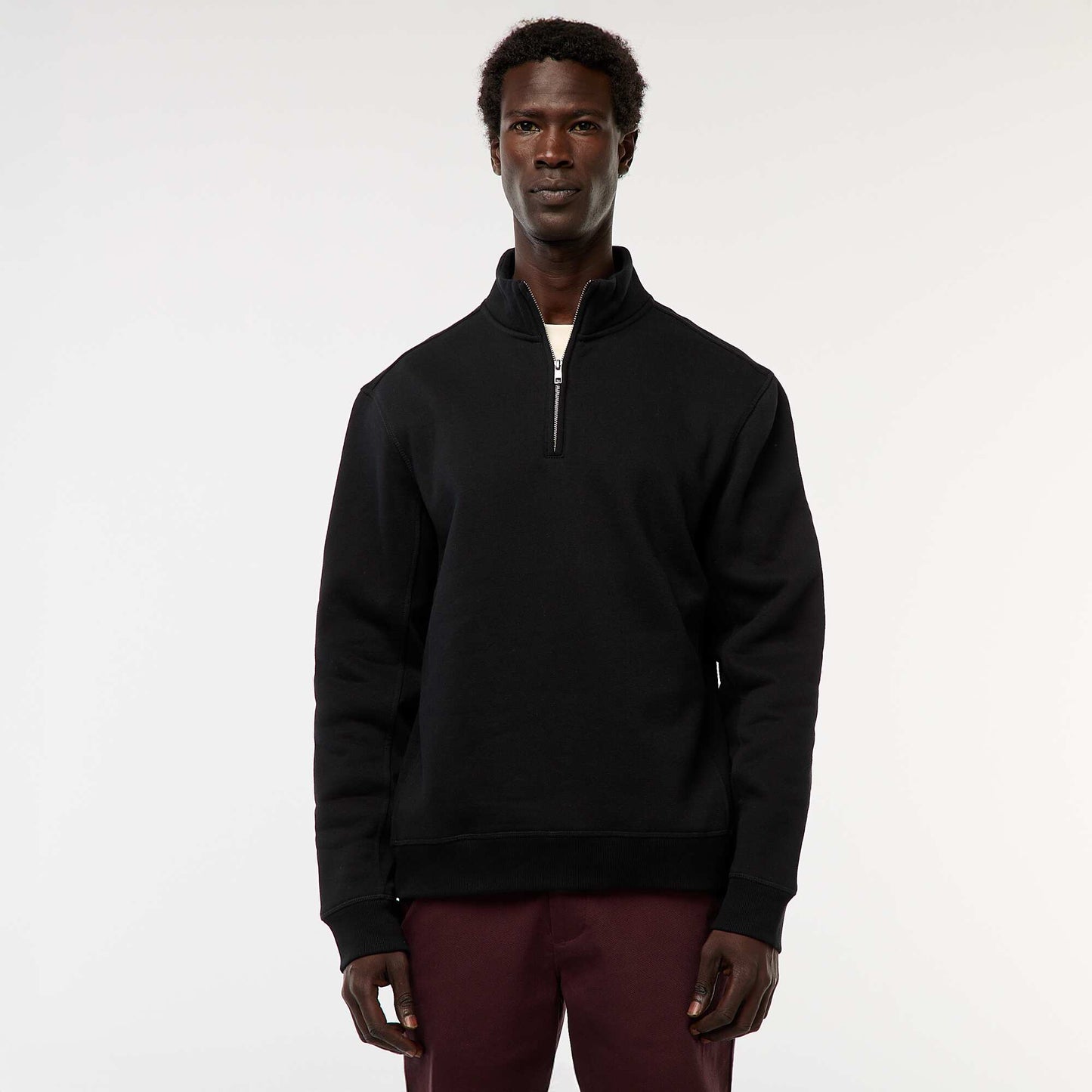 Sweat camionneur avec col montant zippé NOIR