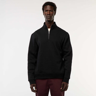 Sweat camionneur avec col montant zippé NOIR