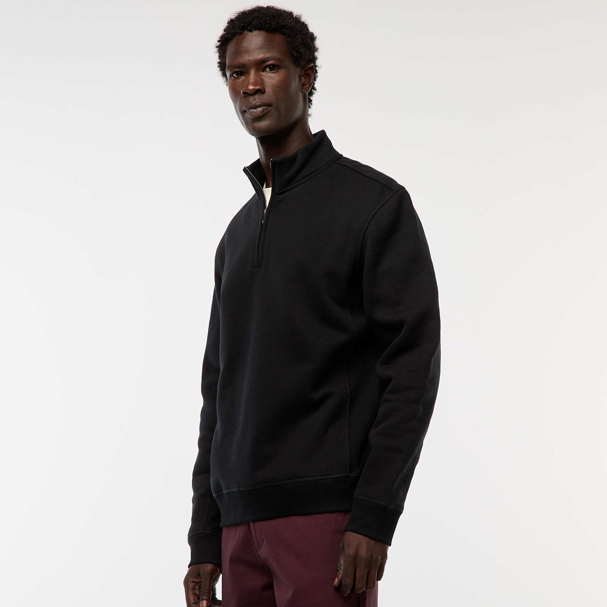 Sweat camionneur avec col montant zippé NOIR