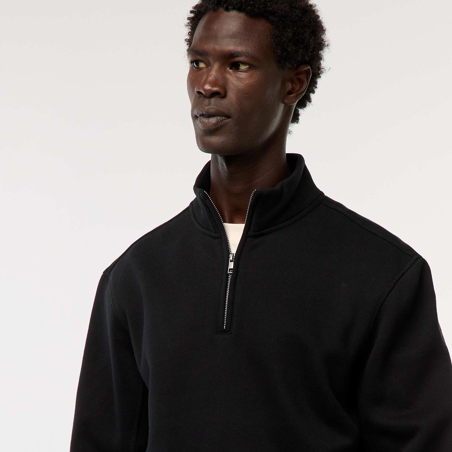 Sweat camionneur avec col montant zippé NOIR