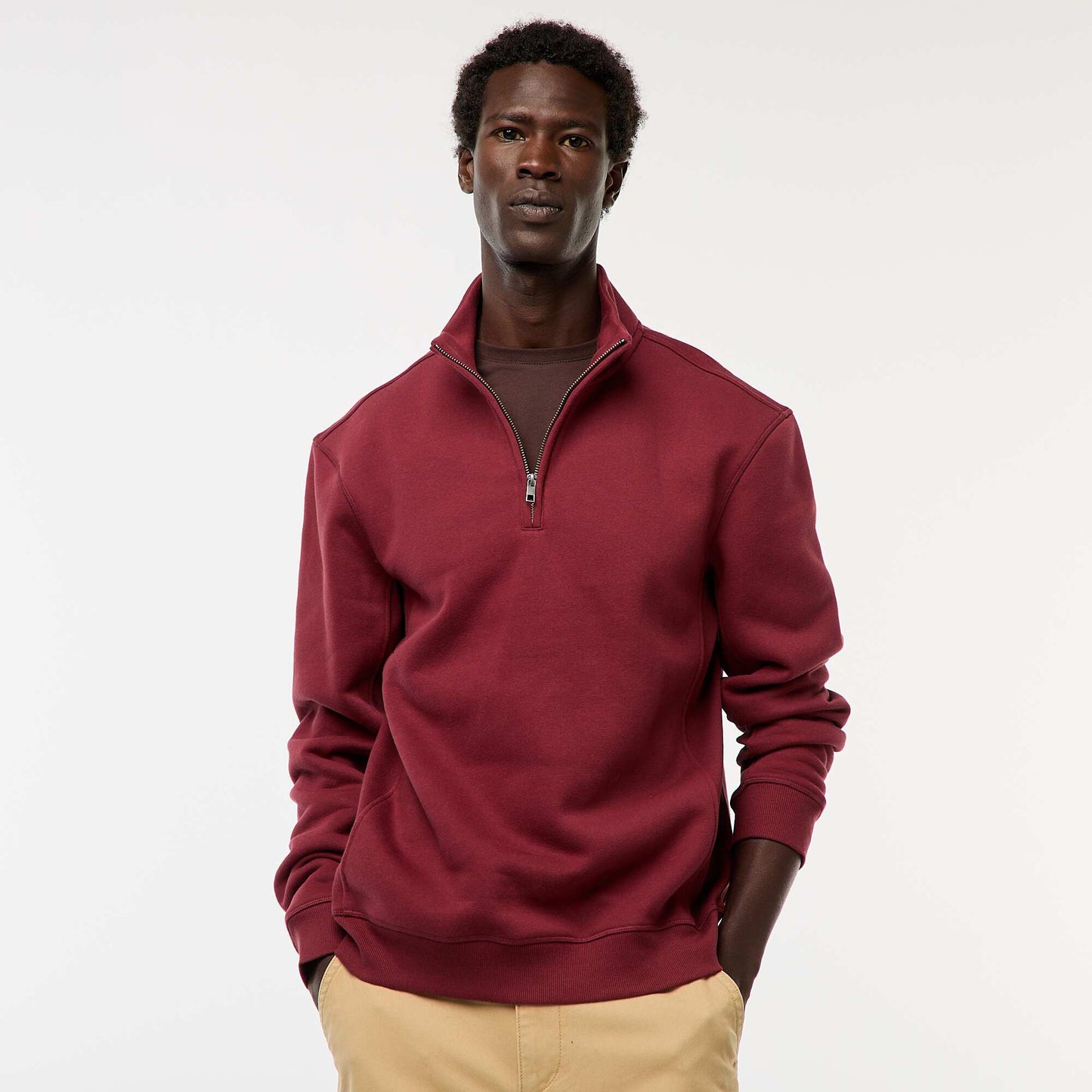 Sweat camionneur avec col montant zippé ROUGE