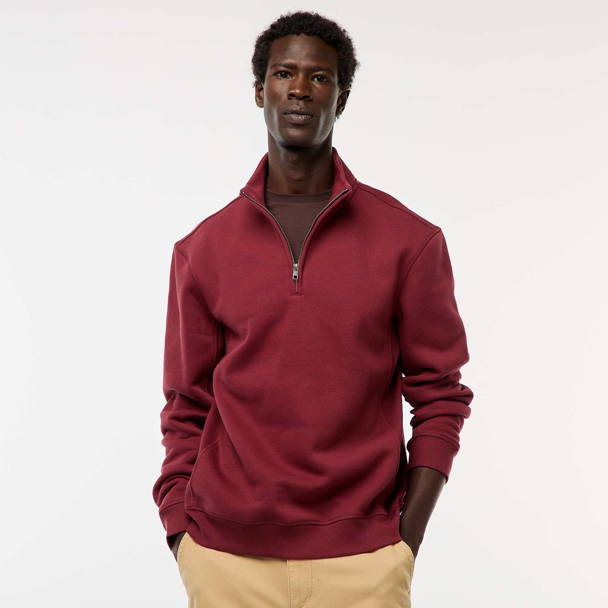 Sweat camionneur avec col montant zippé ROUGE