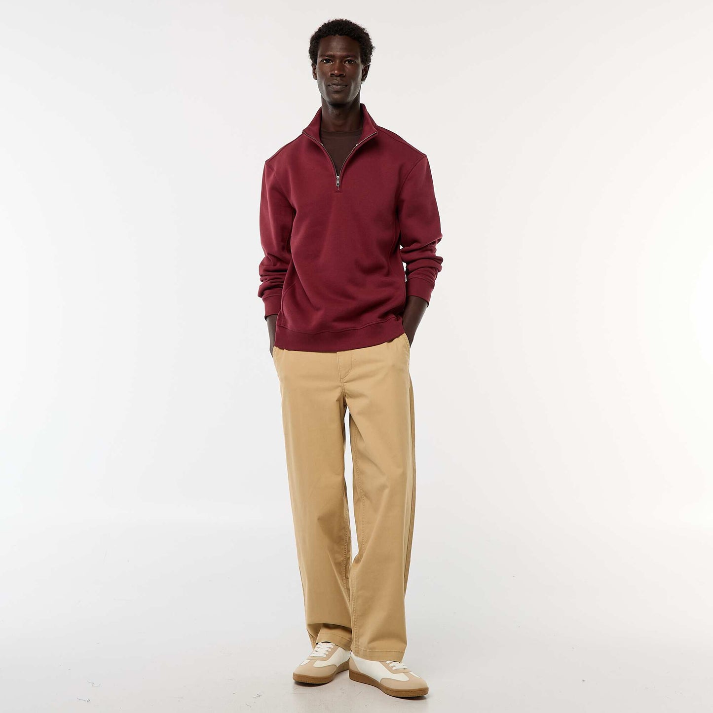 Sweat camionneur avec col montant zippé ROUGE
