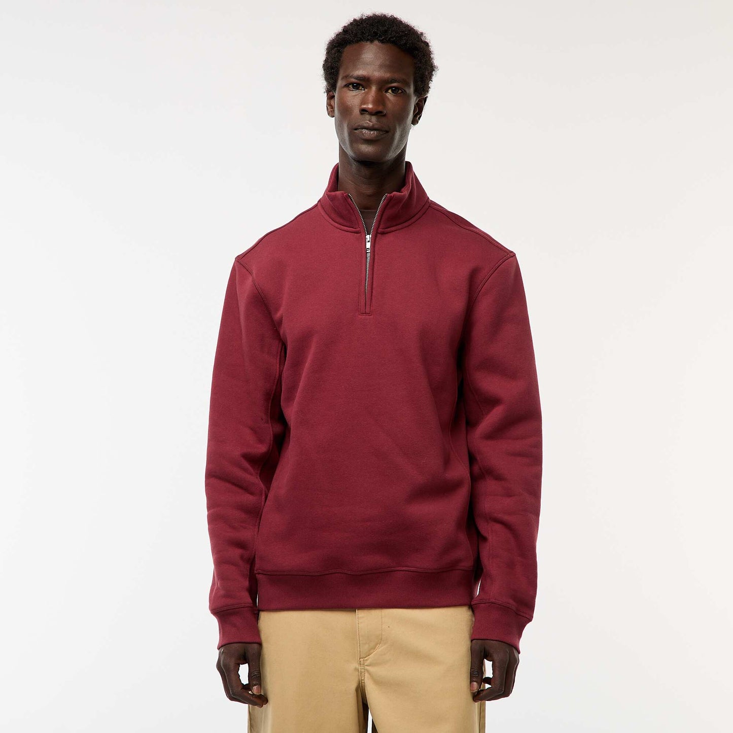 Sweat camionneur avec col montant zippé ROUGE