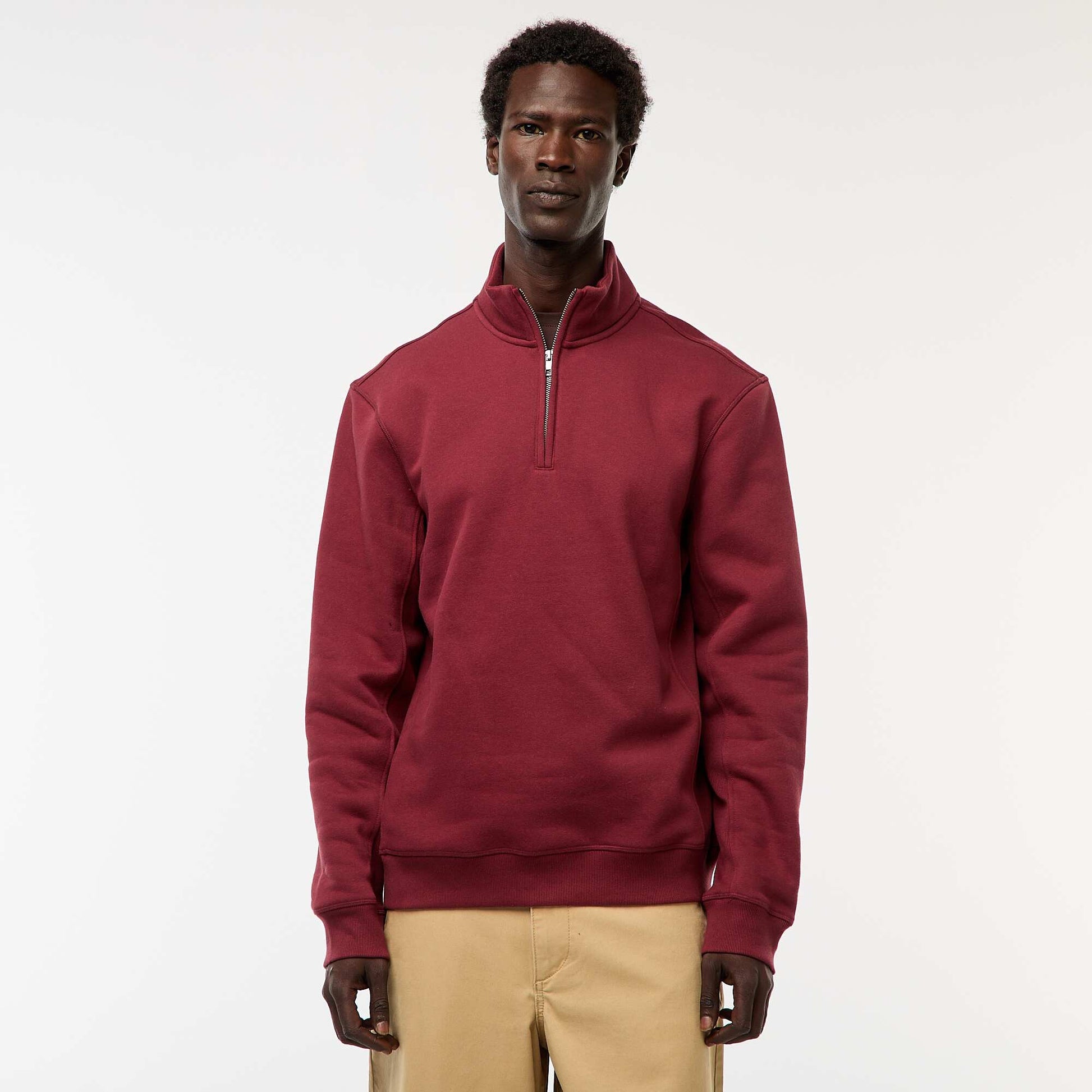 Sweat camionneur avec col montant zippé ROUGE