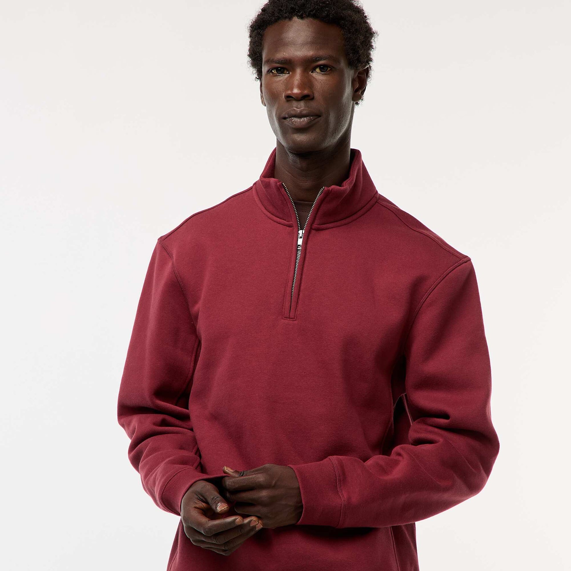 Sweat camionneur avec col montant zippé ROUGE