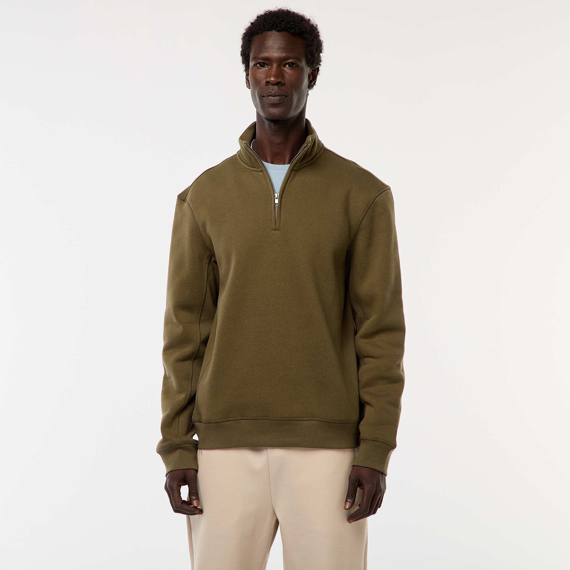 Sweat camionneur avec col montant zippé KAKI