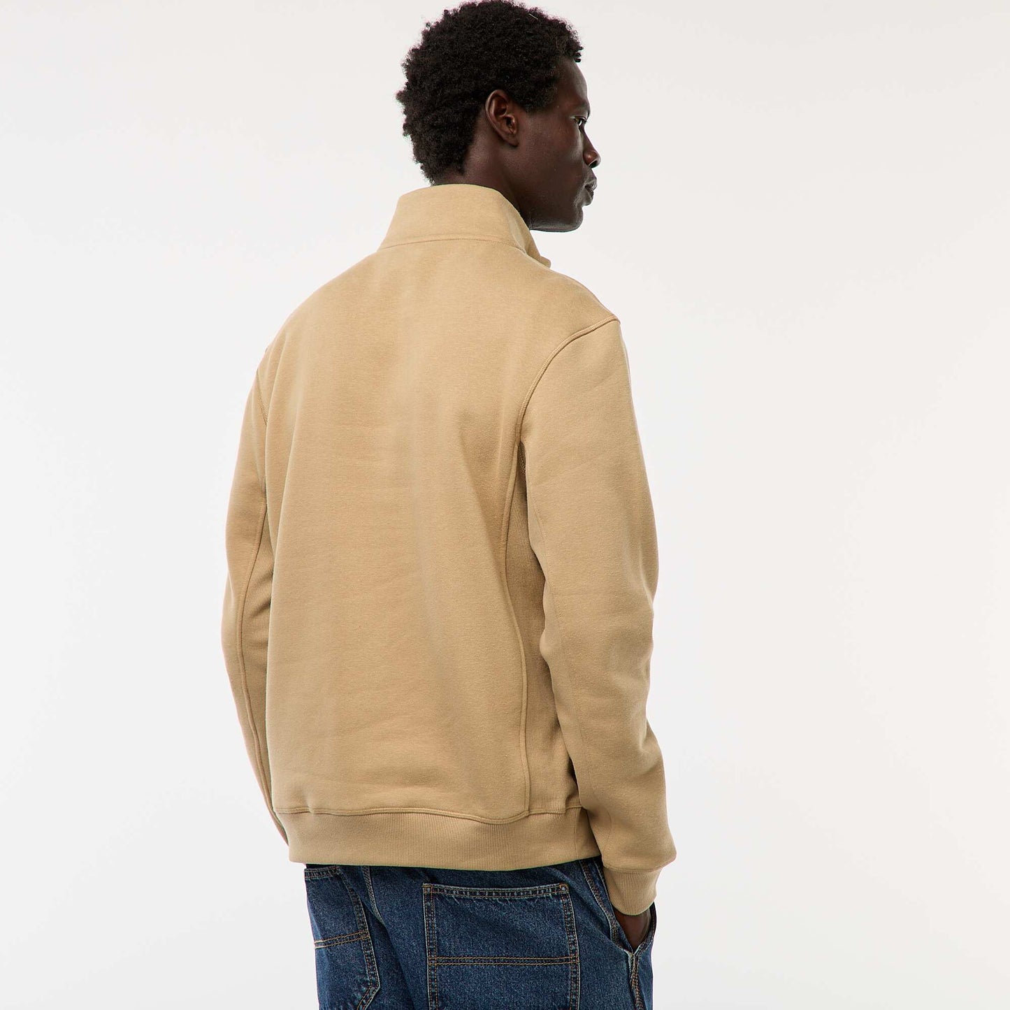 Sweat camionneur avec col montant zippé BEIGE