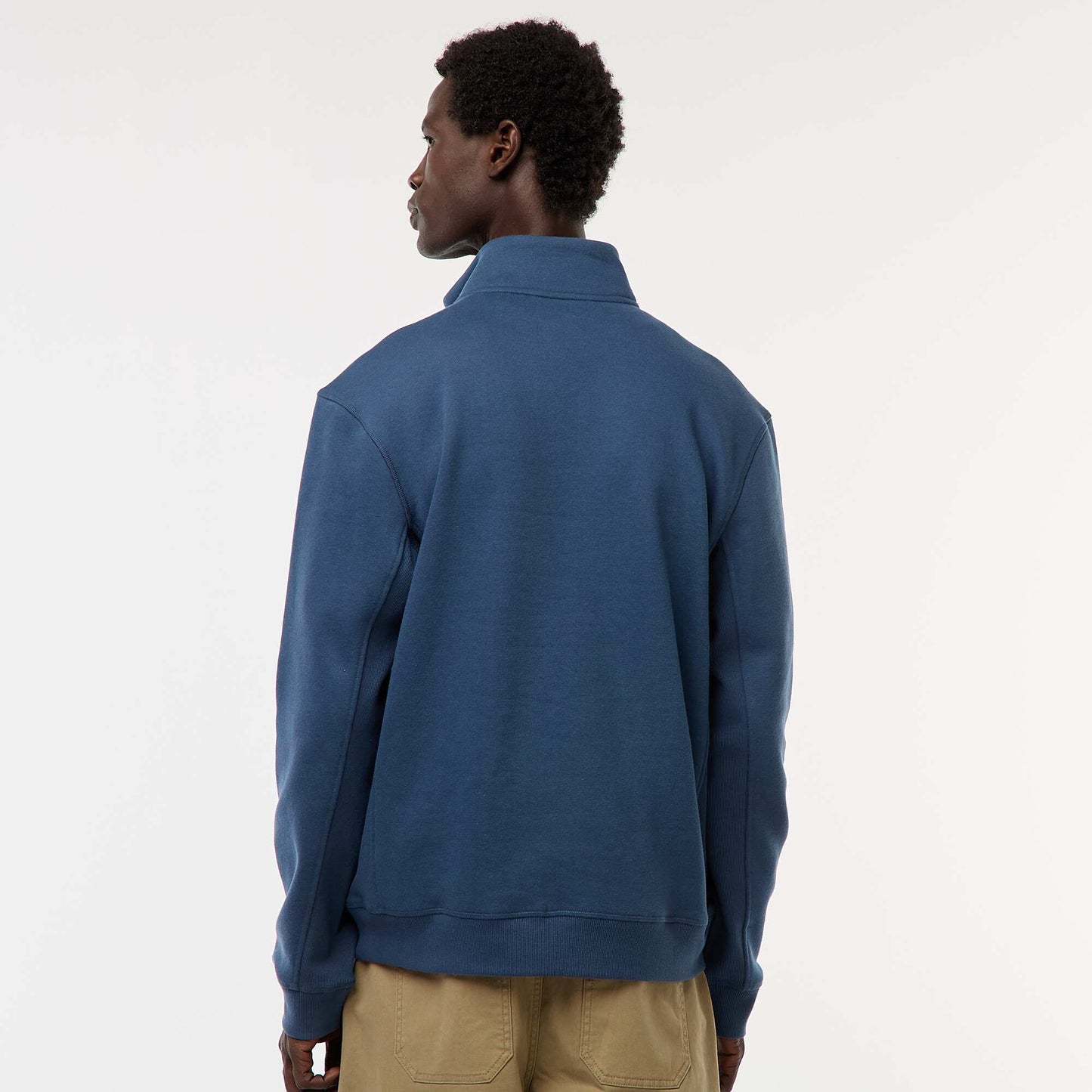 Sweat camionneur avec col montant zippé BLEU
