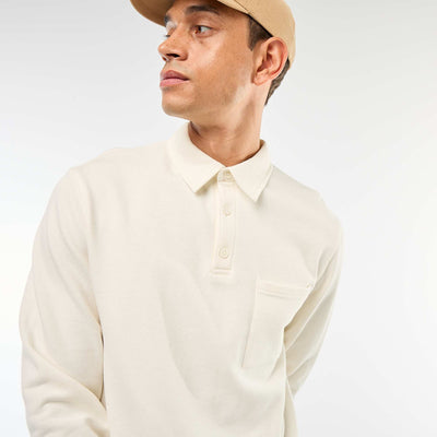 Sweat polo uni à manches longues BLANC