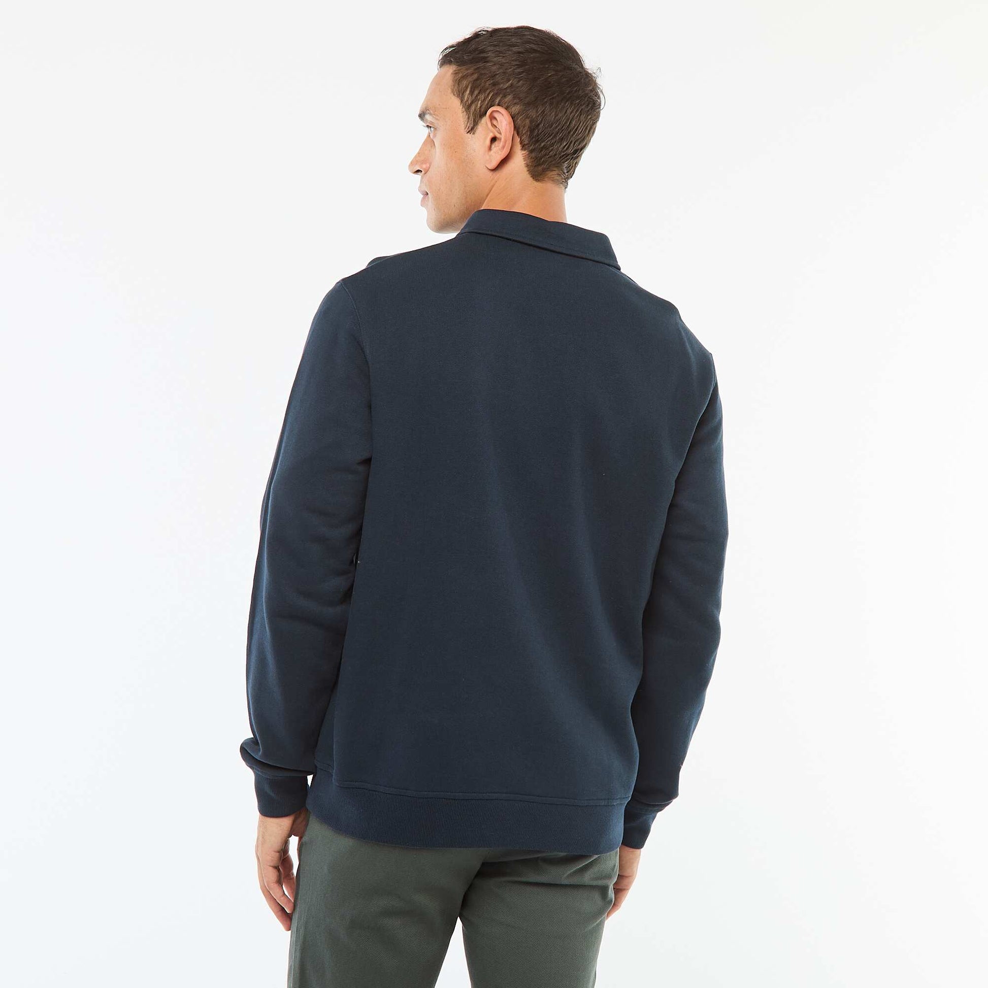 Sweat polo uni à manches longues BLEU