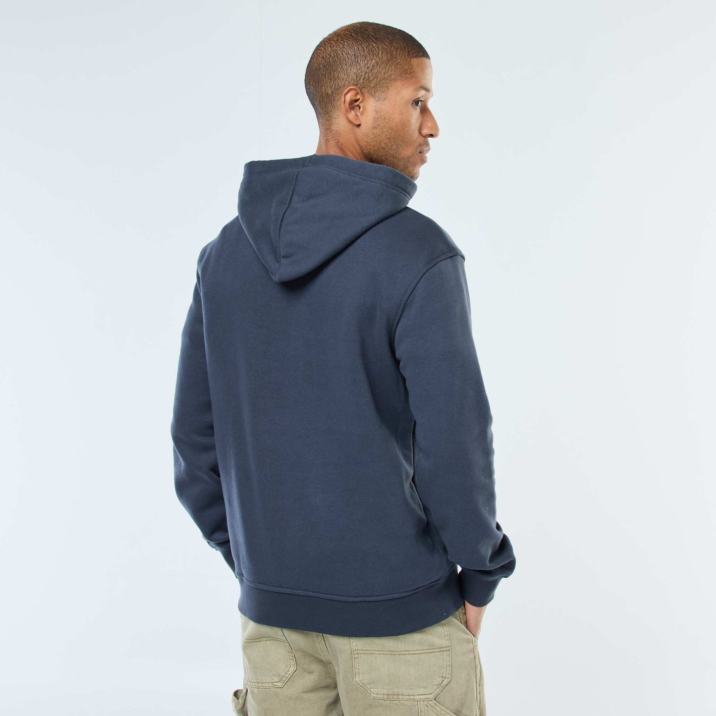 Sweat à capuche en molleton gratté avec poche kangourou BLEU