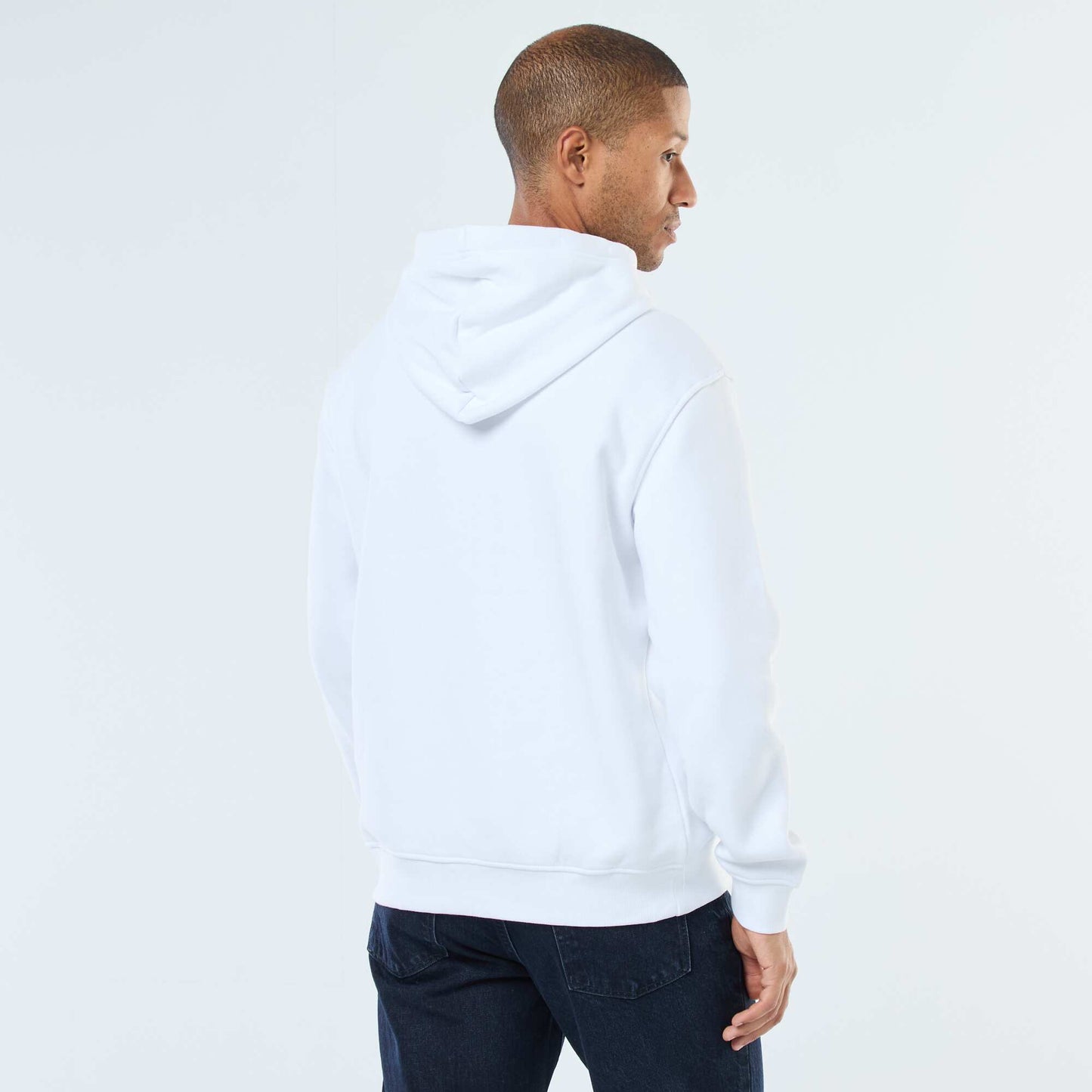 Sweat à capuche en molleton gratté avec poche kangourou BLANC