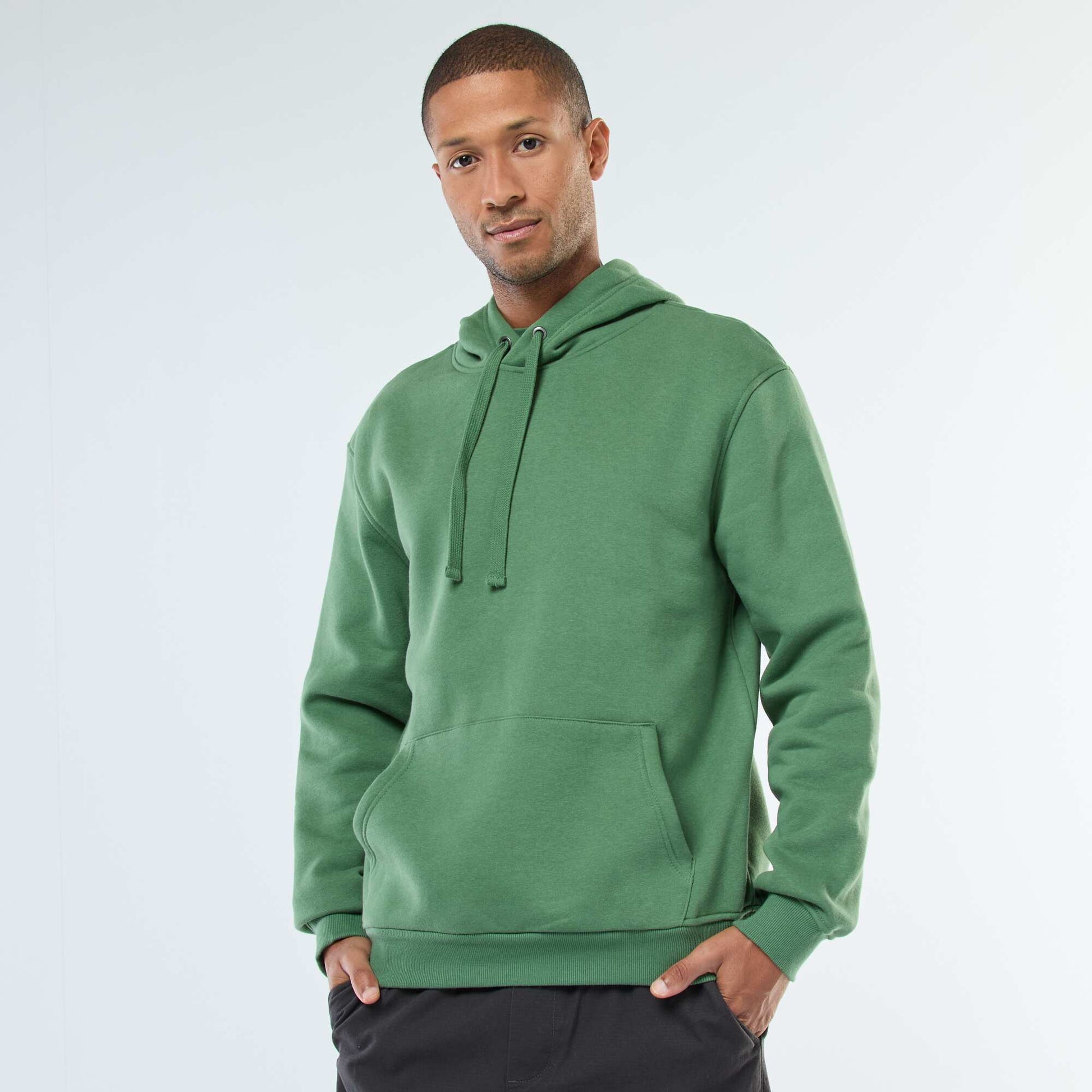 Sweat à capuche en molleton gratté avec poche kangourou VERT