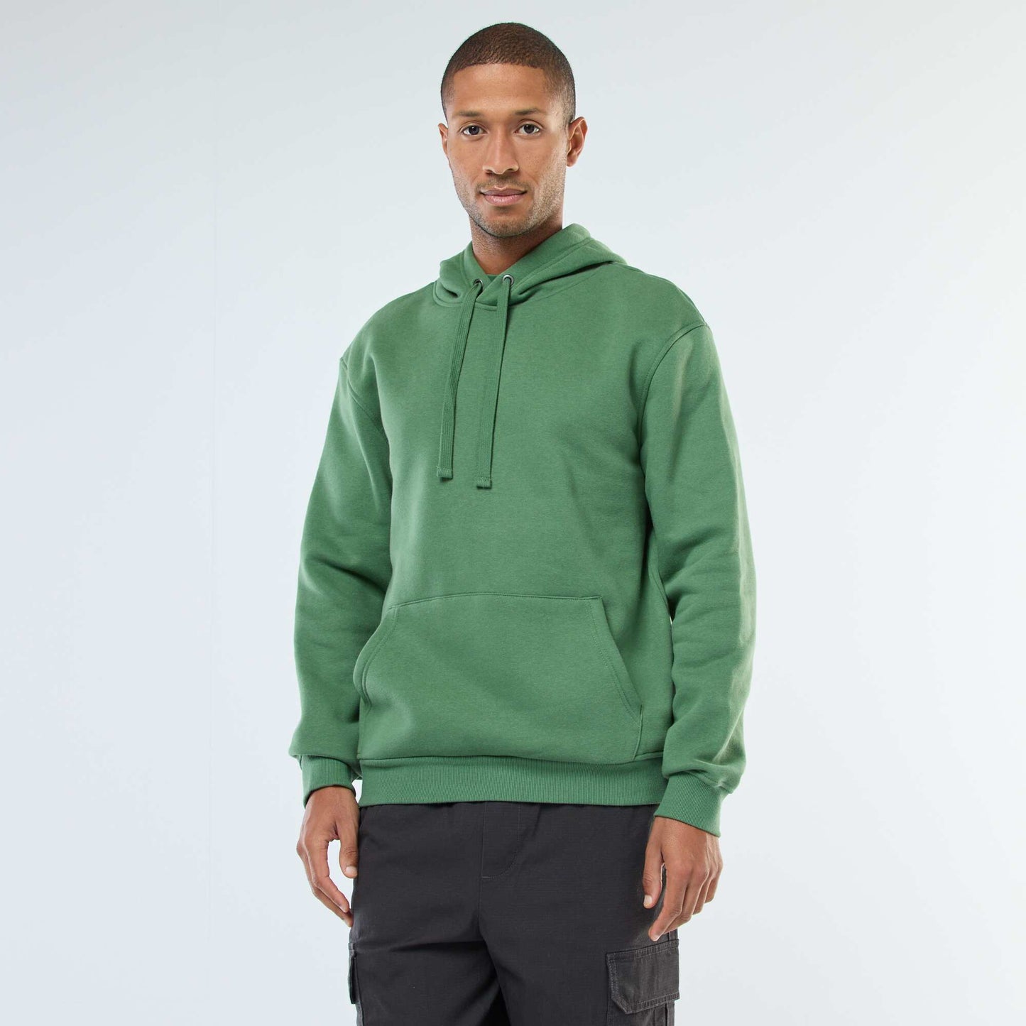 Sweat à capuche en molleton gratté avec poche kangourou VERT