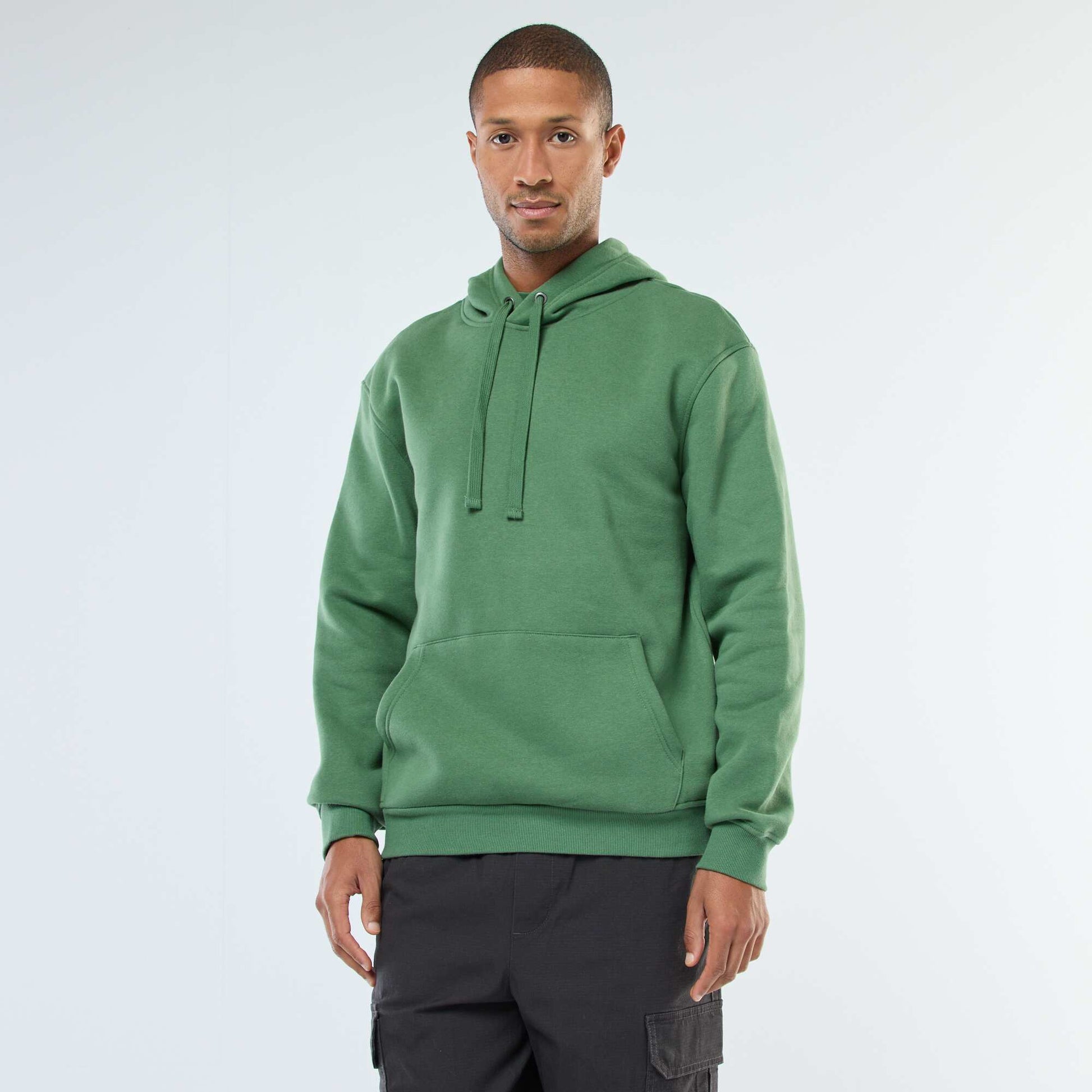 Sweat à capuche en molleton gratté avec poche kangourou VERT