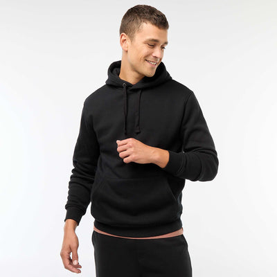 Sweat à capuche en molleton gratté avec poche kangourou NOIR