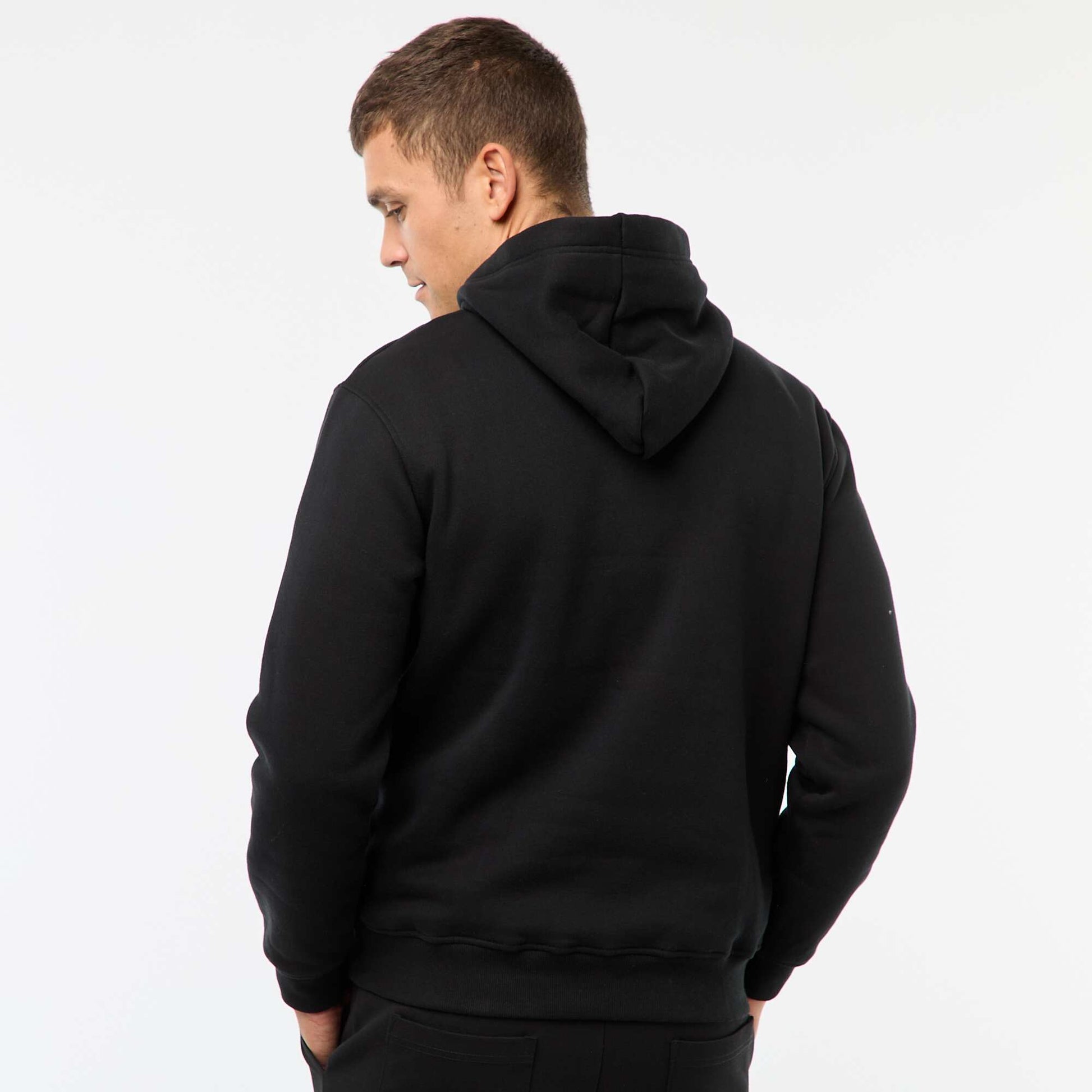 Sweat à capuche en molleton gratté avec poche kangourou NOIR