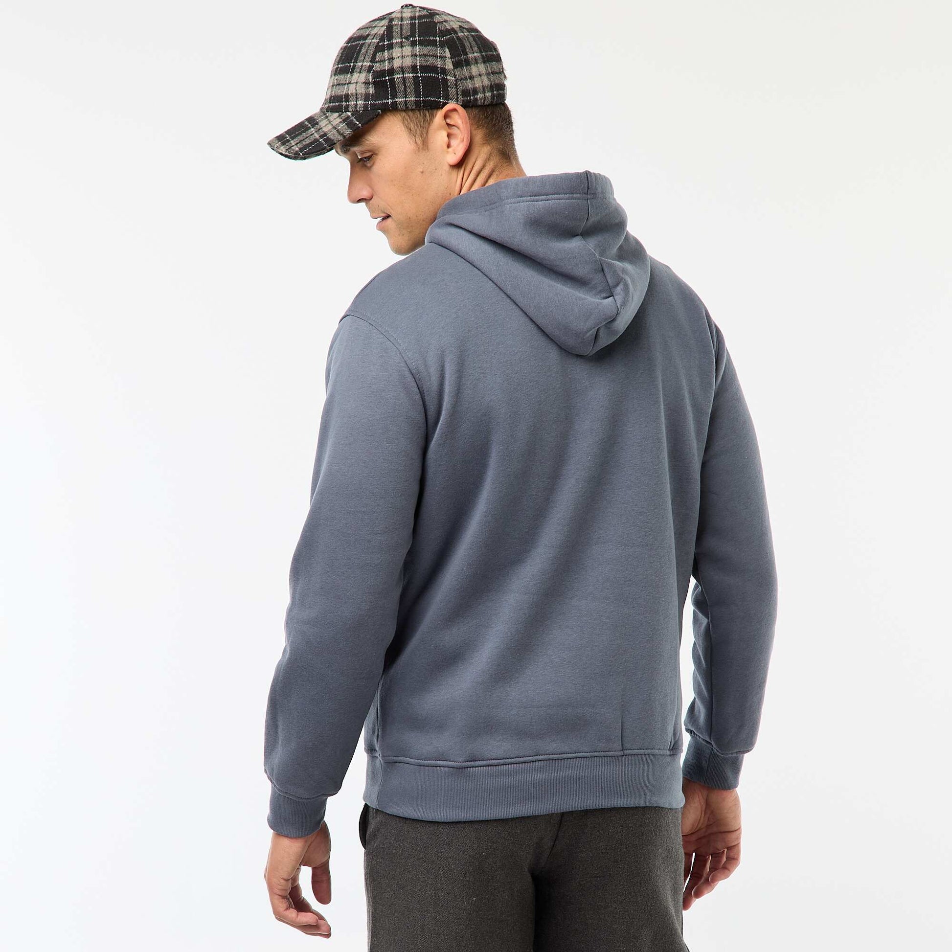 Sweat à capuche en molleton gratté avec poche kangourou GRIS