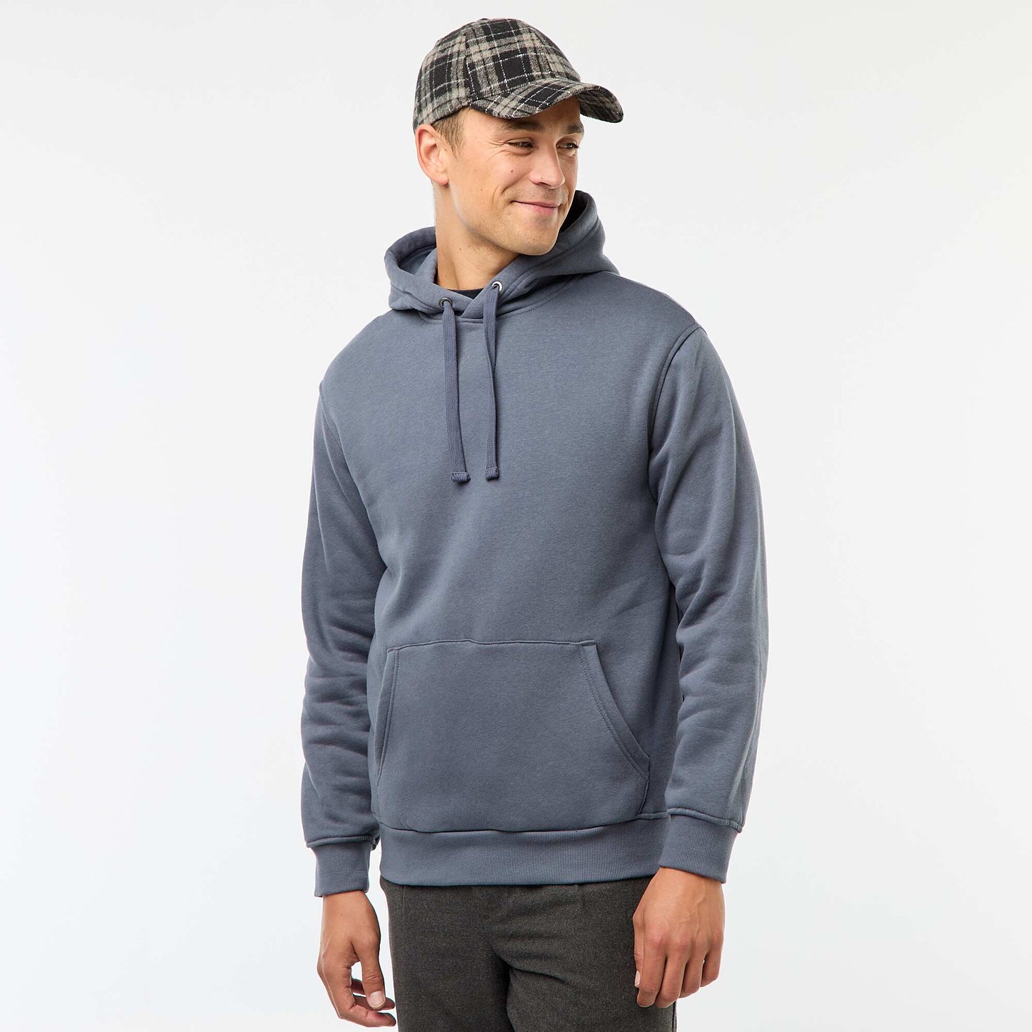 Sweat à capuche en molleton gratté avec poche kangourou GRIS