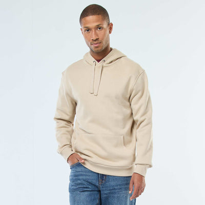 Sweat à capuche en molleton gratté avec poche kangourou BEIGE