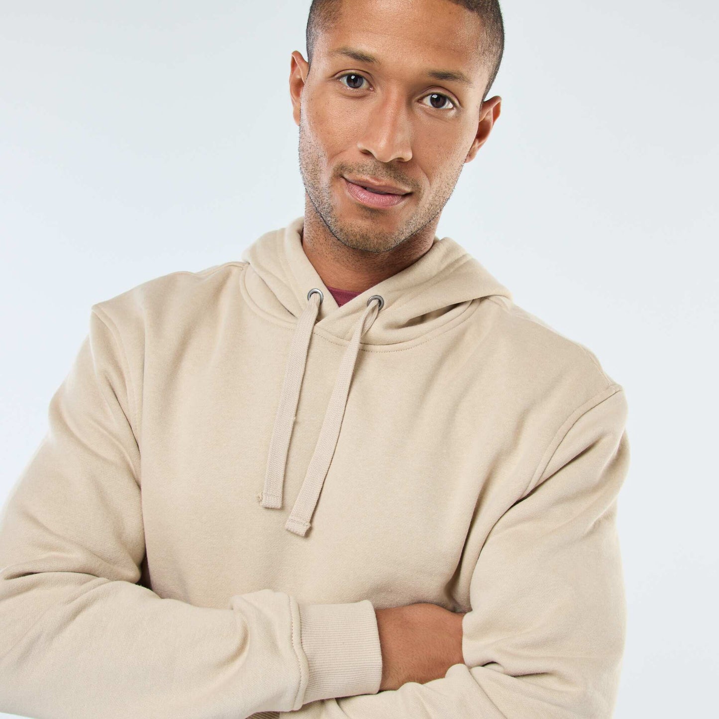 Sweat à capuche en molleton gratté avec poche kangourou BEIGE