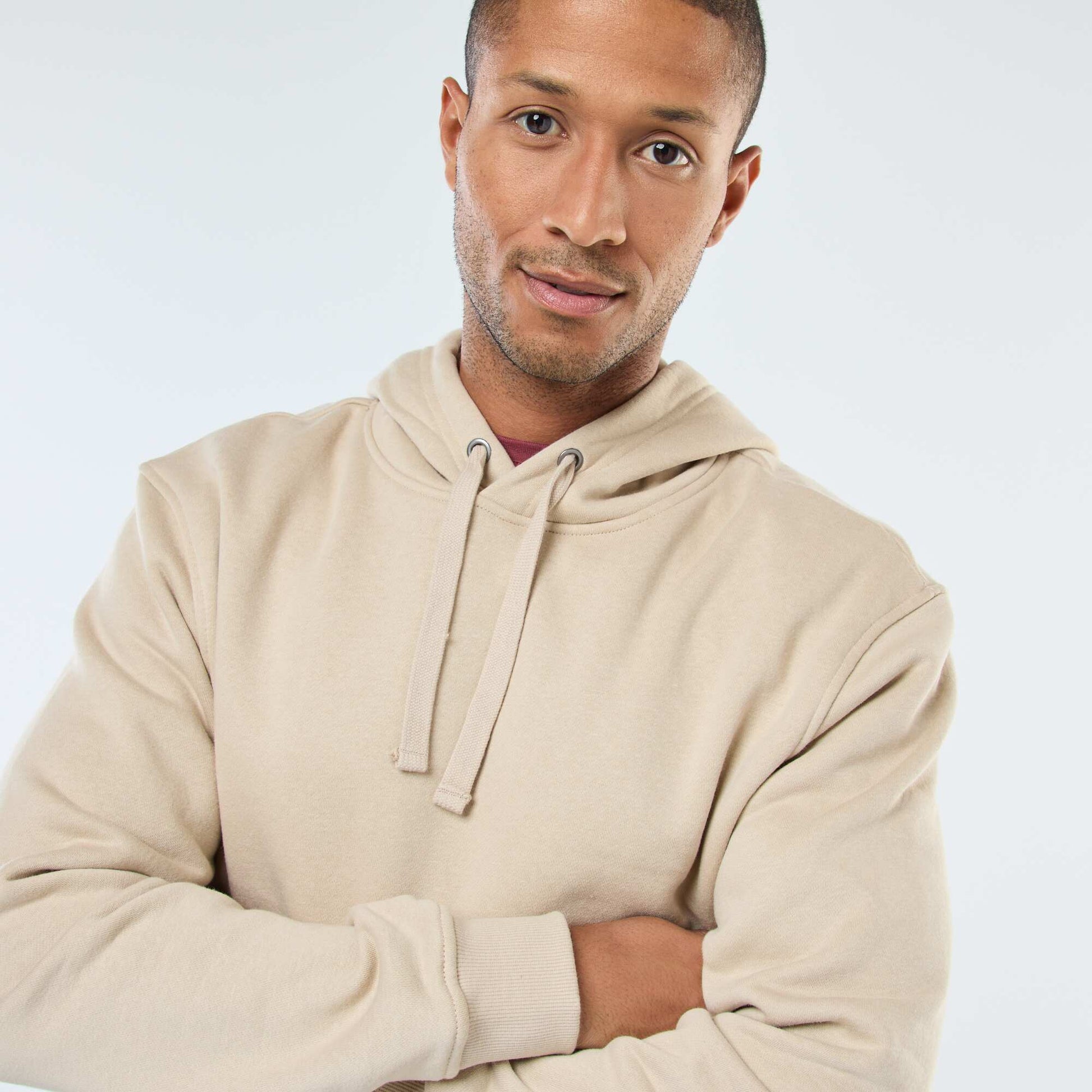 Sweat à capuche en molleton gratté avec poche kangourou BEIGE