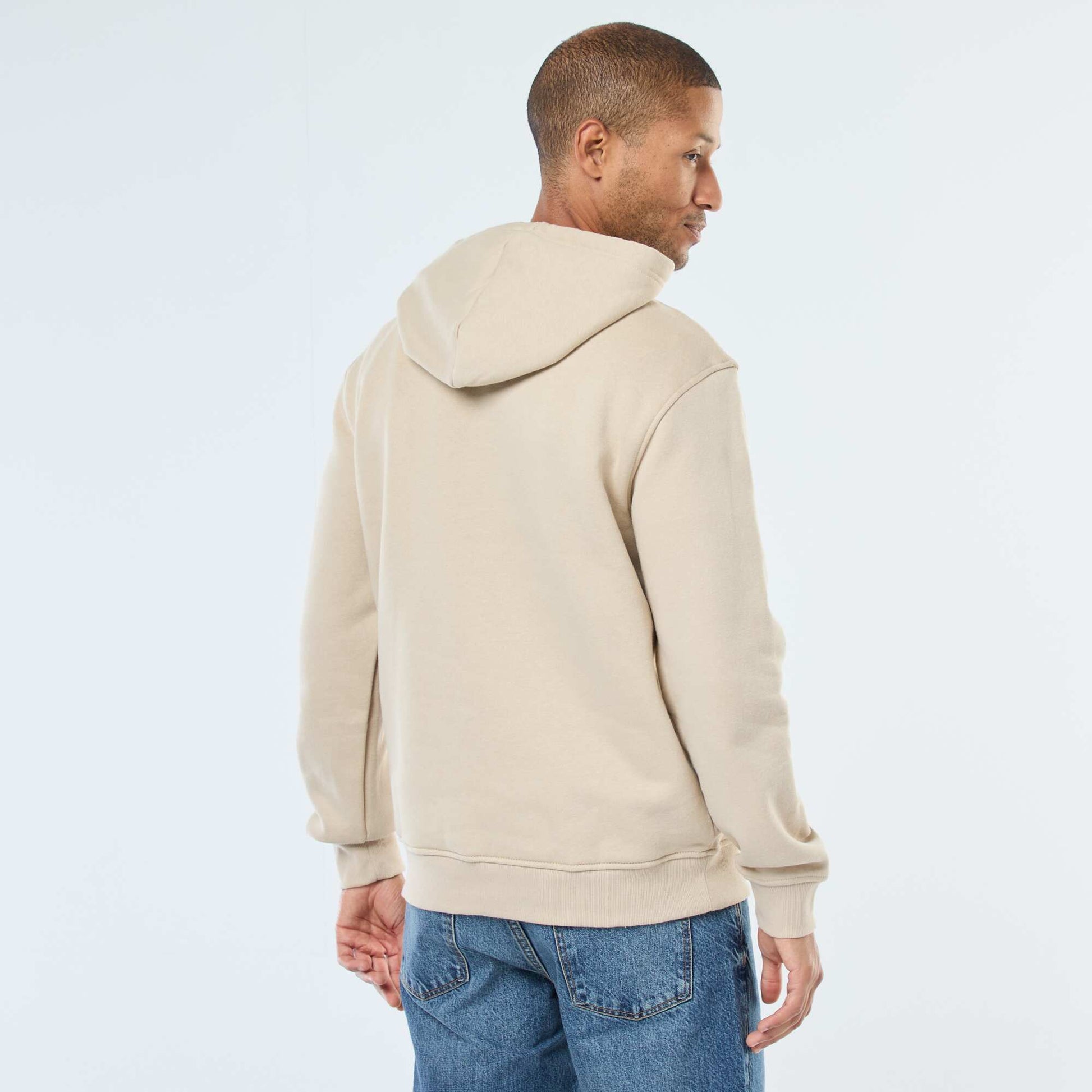 Sweat à capuche en molleton gratté avec poche kangourou BEIGE