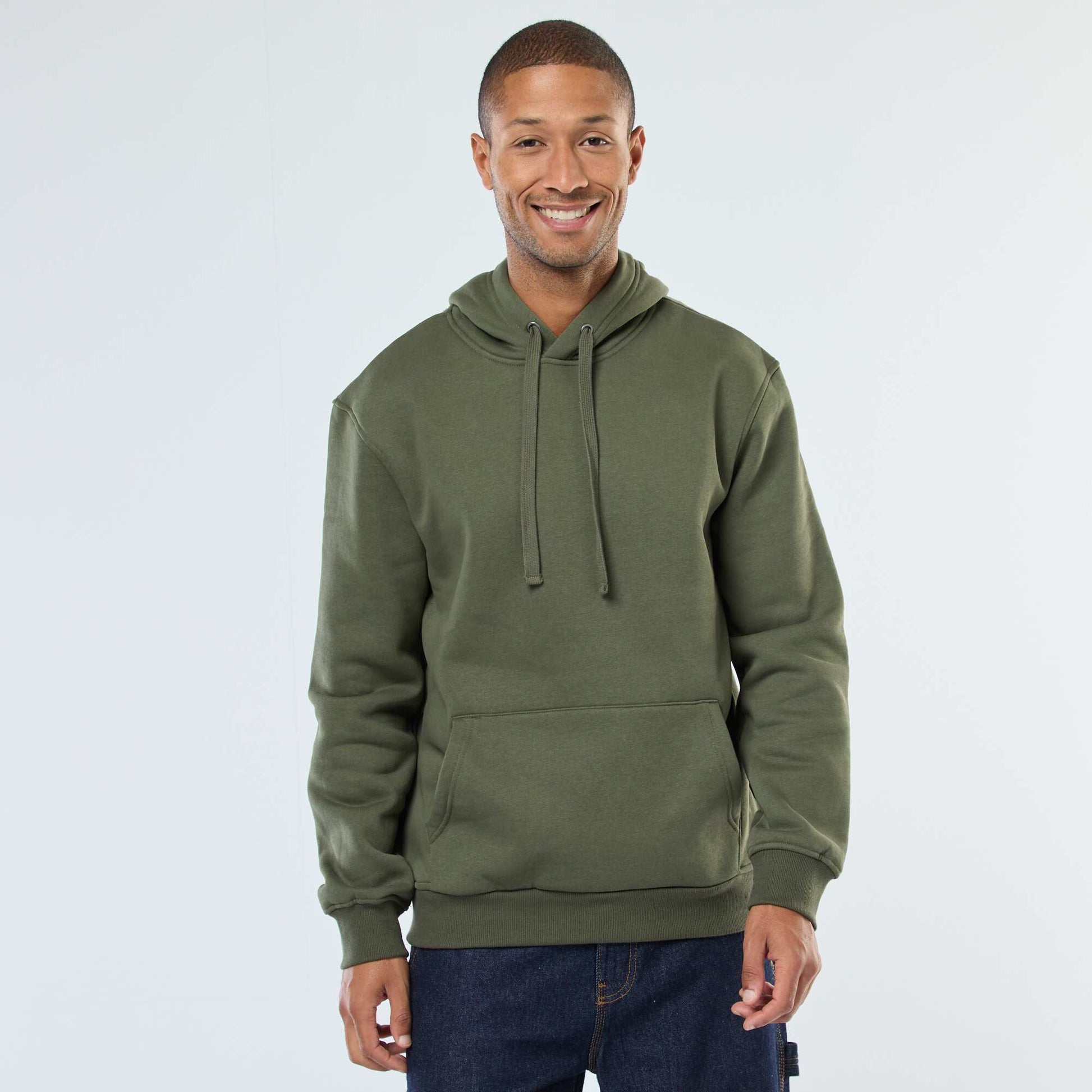 Sweat à capuche en molleton gratté avec poche kangourou VERT