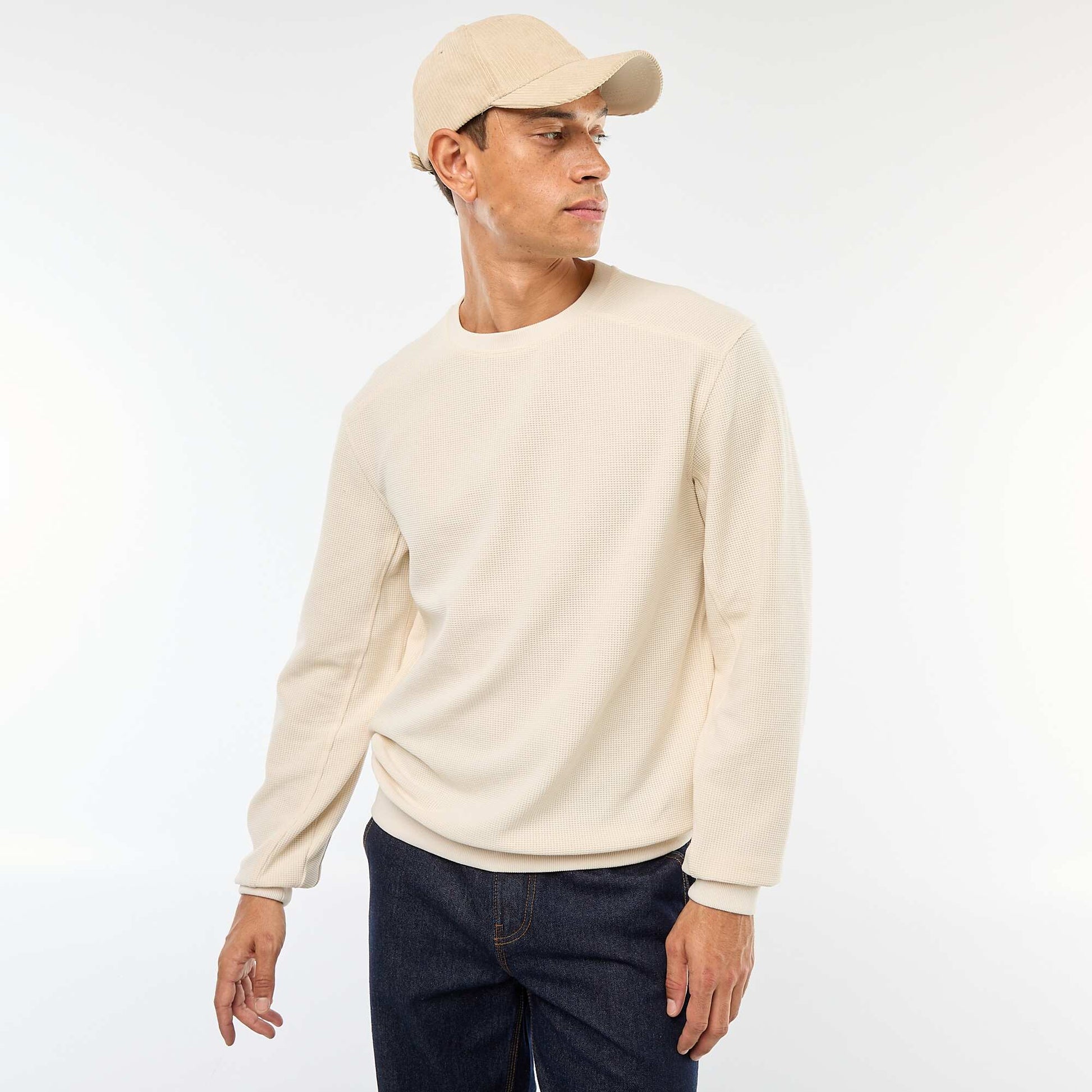 Pull en maille fantaisie coupe regular BLANC