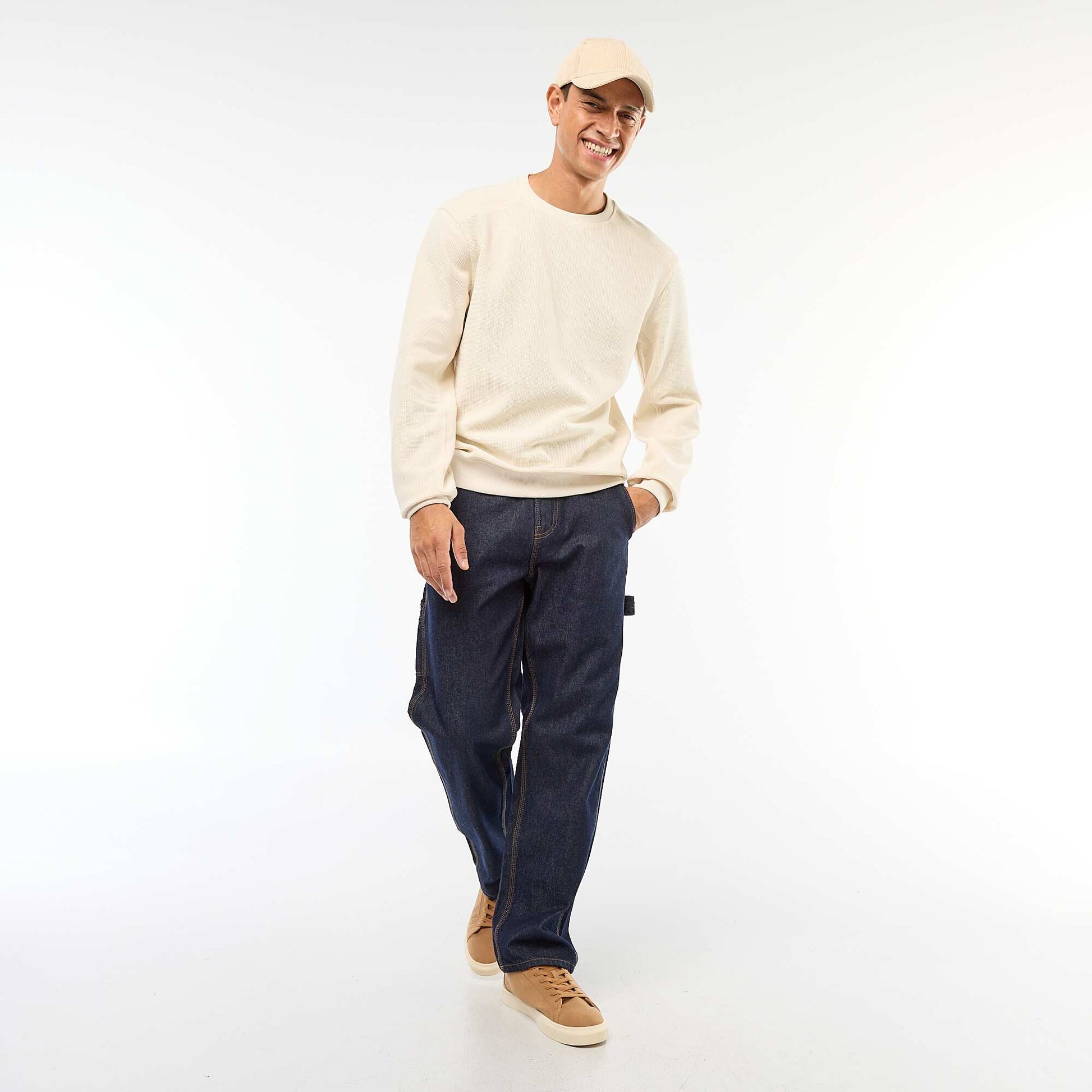 Pull en maille fantaisie coupe regular BLANC