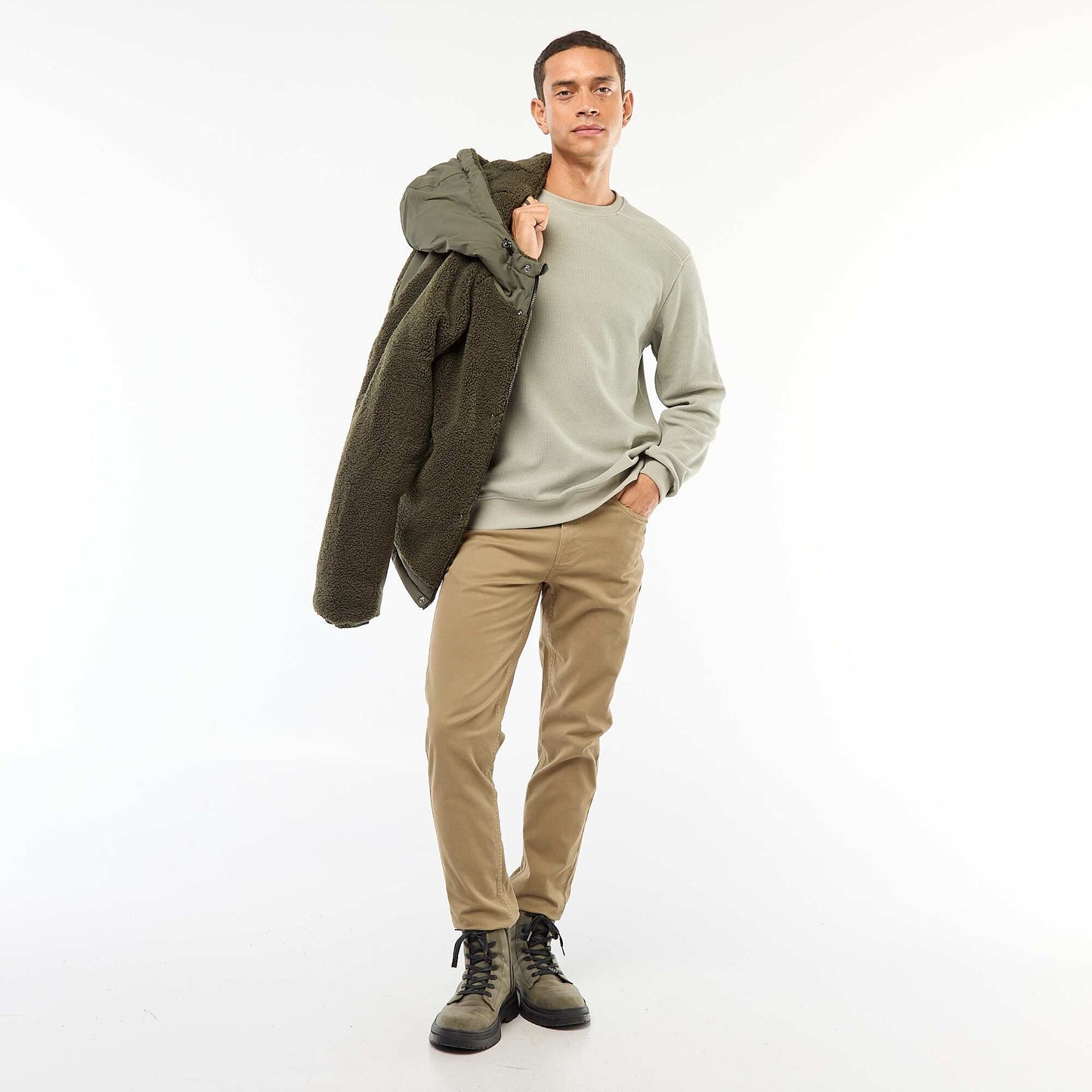 Pull en maille fantaisie coupe regular VERT
