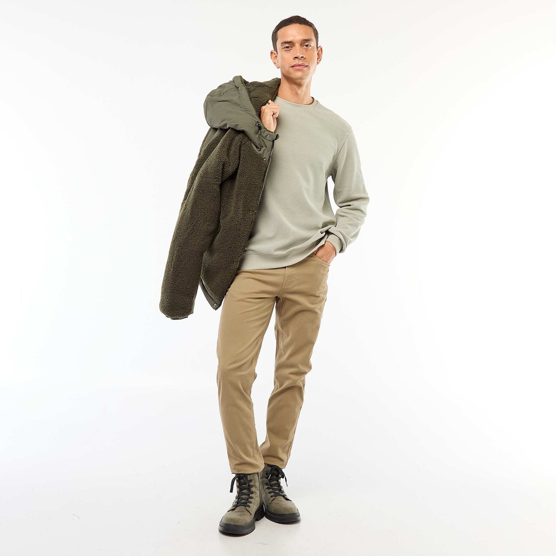 Pull en maille fantaisie coupe regular VERT