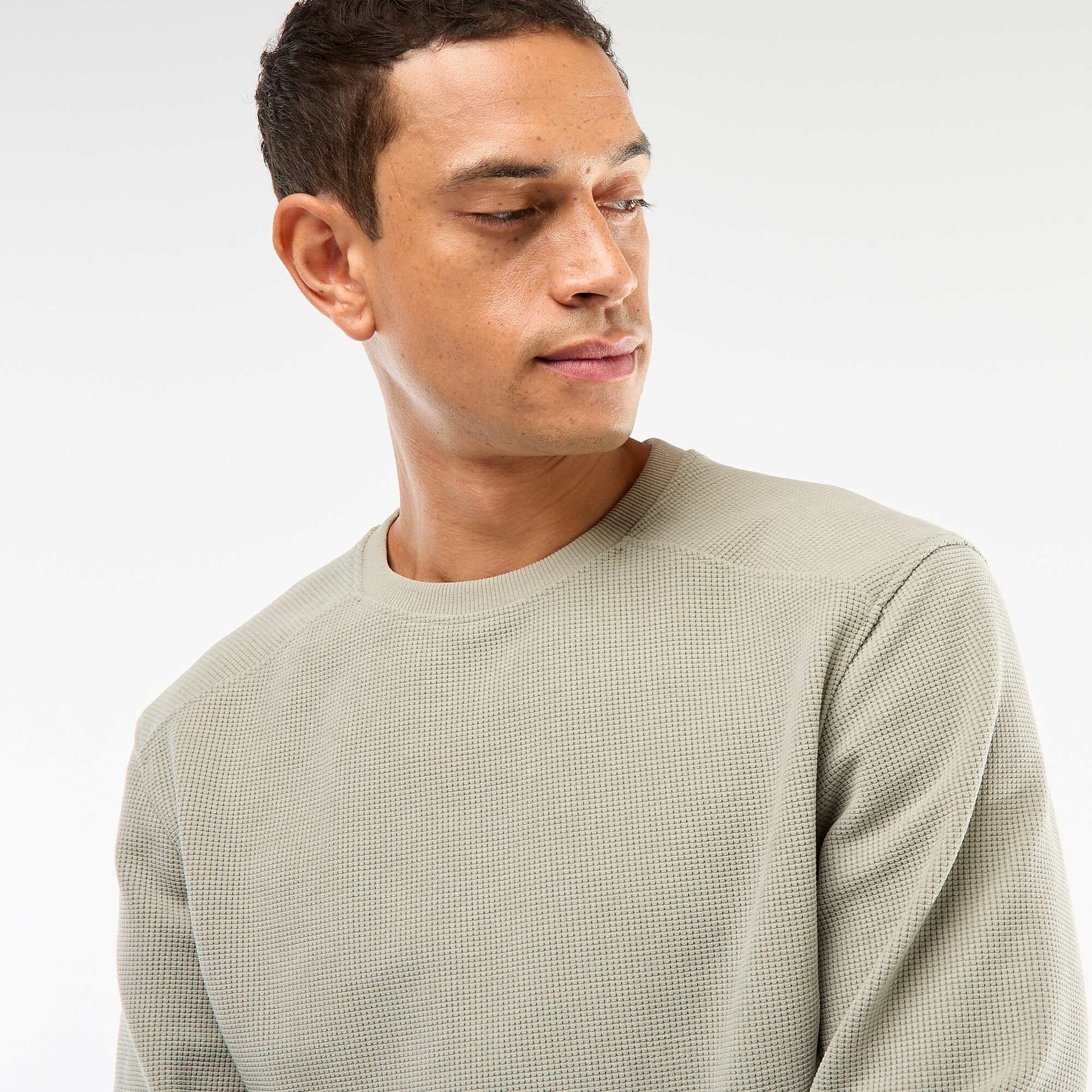 Pull en maille fantaisie coupe regular VERT