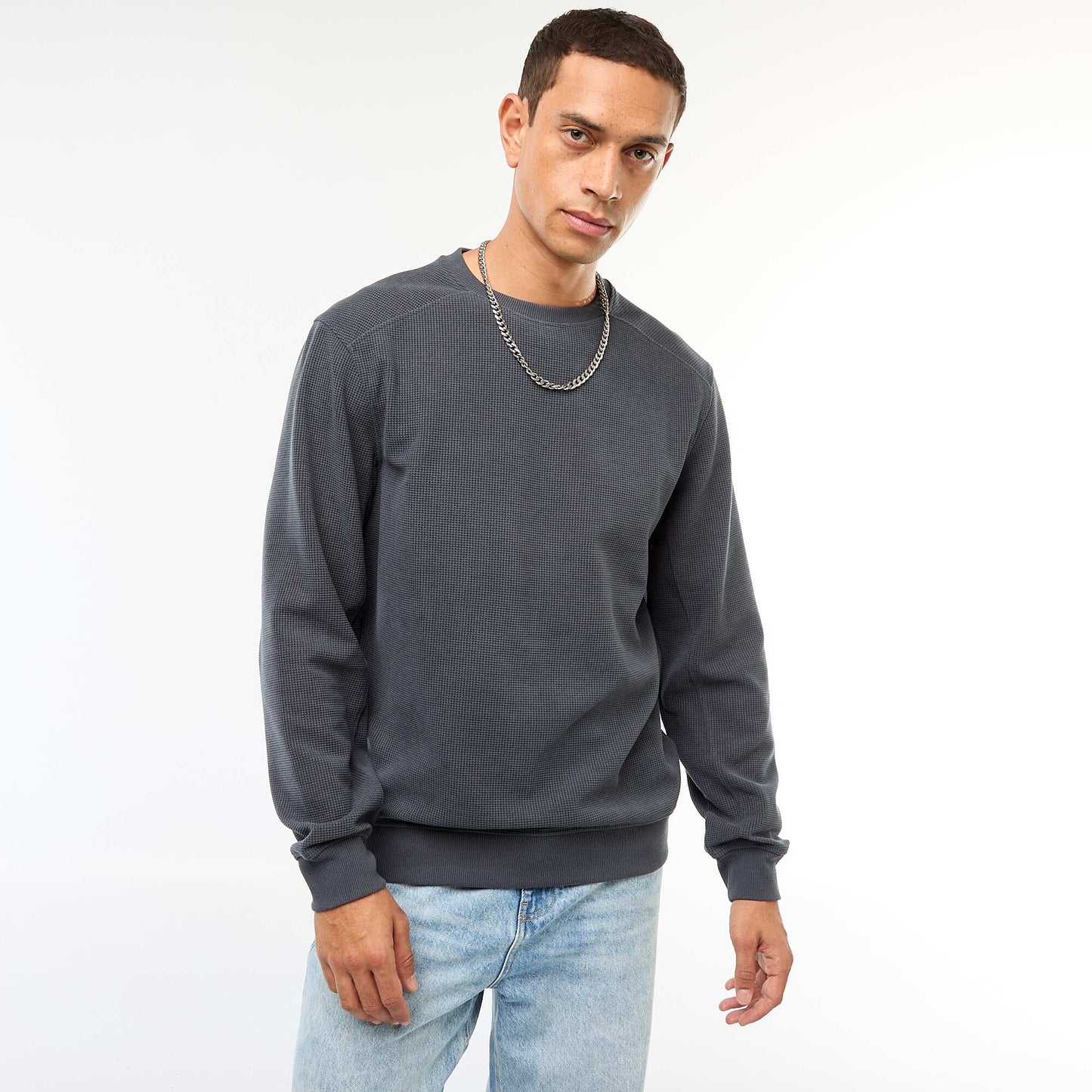 Pull en maille fantaisie coupe regular BLEU
