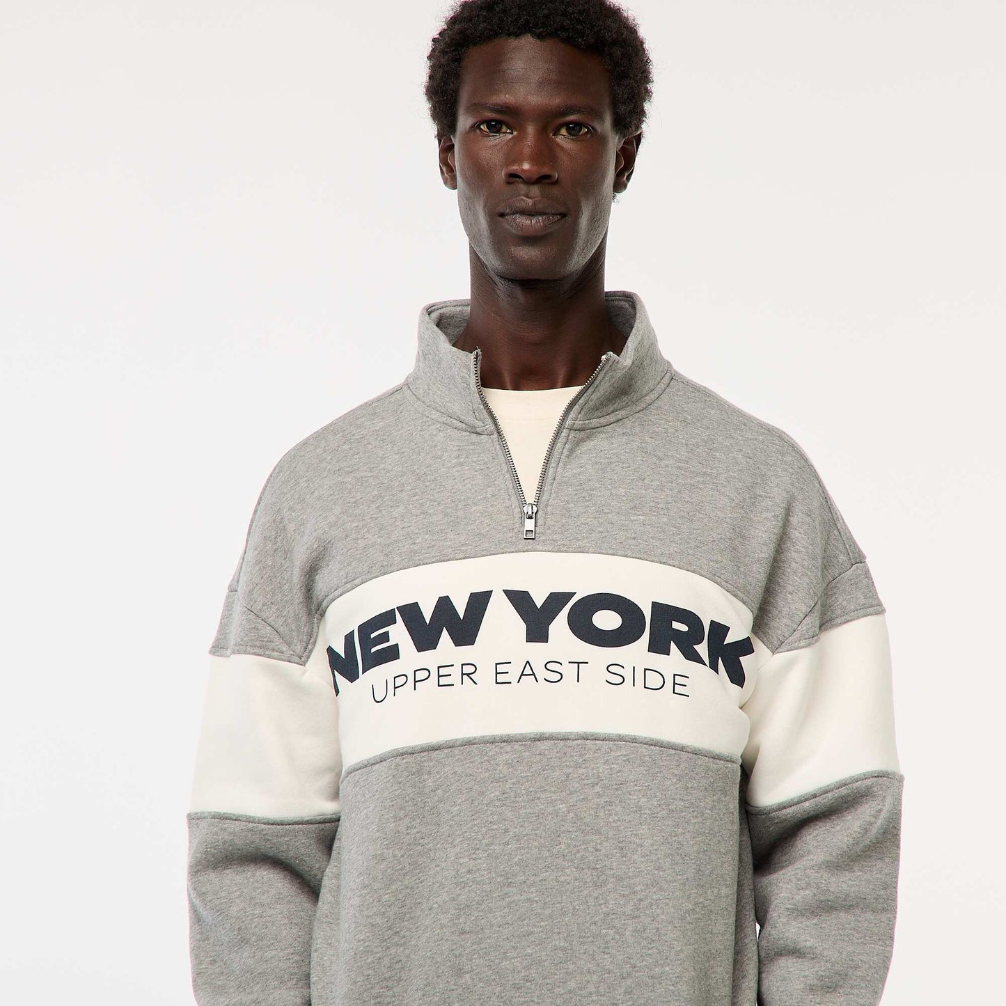 Sweat camionneur avec col montant zippé GRIS