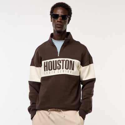 Sweat camionneur avec col montant zippé MARRON