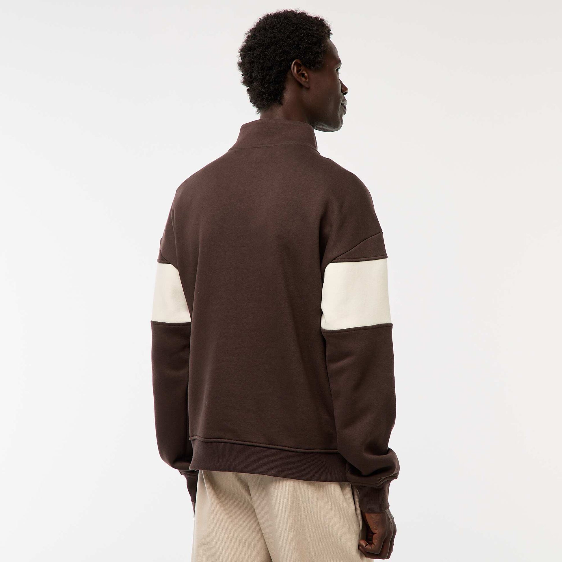Sweat camionneur avec col montant zippé MARRON