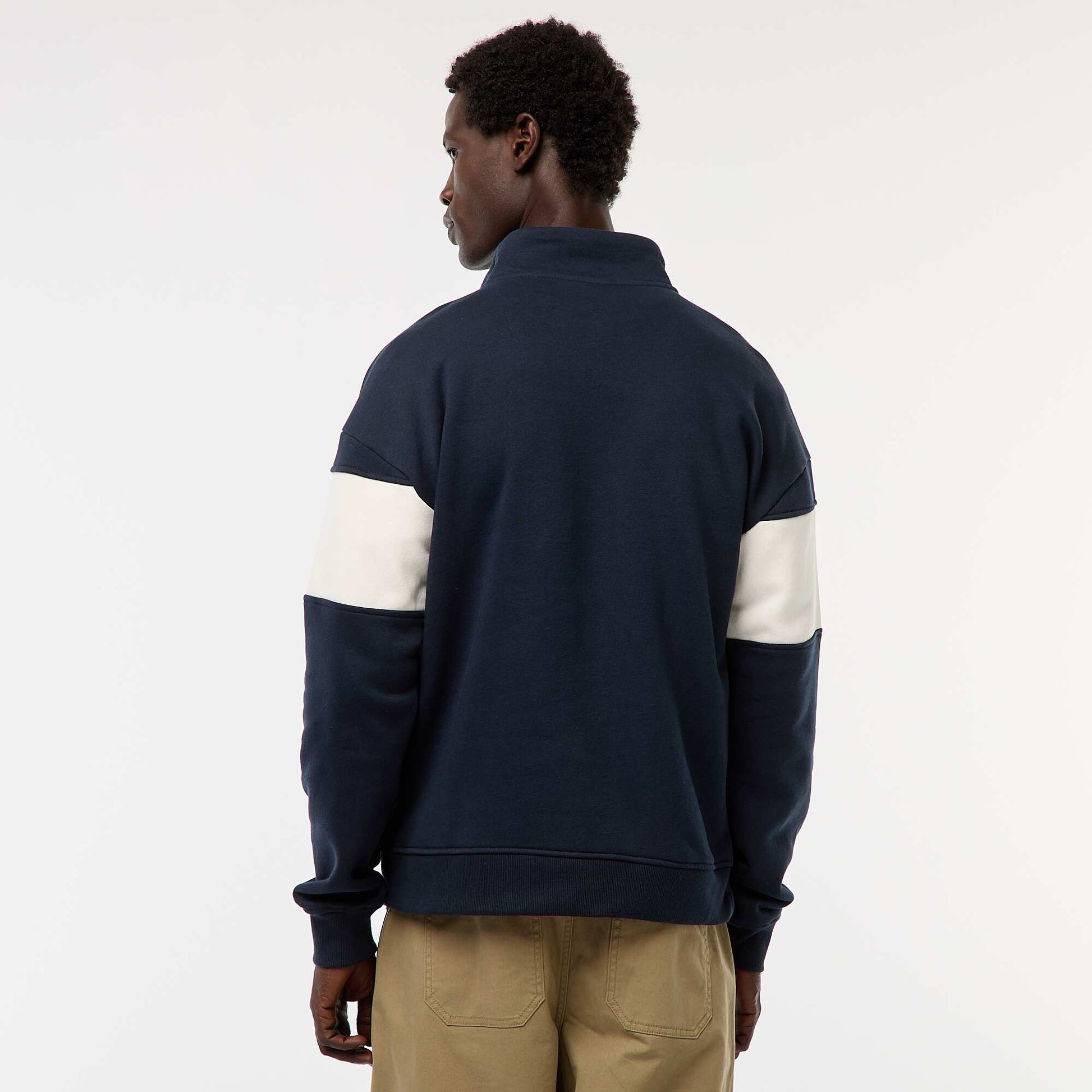 Sweat camionneur avec col montant zippé BLEU