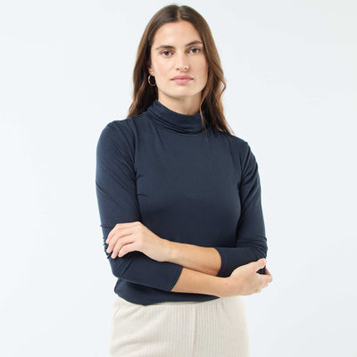 Sous-pull à col roulé et manches longues BLEU